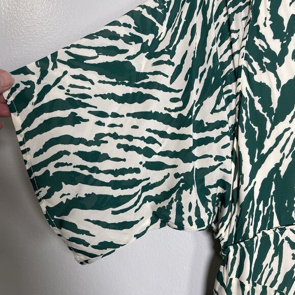 BA&SH Vee Wrap-effect Midi Lady Dress Size Small Green White NEW Animal Print - Picture 10 of 14